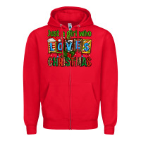 Red just a girl who loves christmas Zipper Hoodie - AdoDesignShop