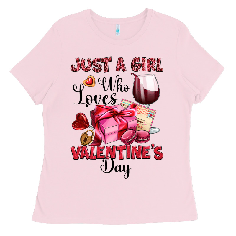 Just A Girl Who Loves Valentine's Day Ladies Tee by OliviaCreatesArt | Teevron
