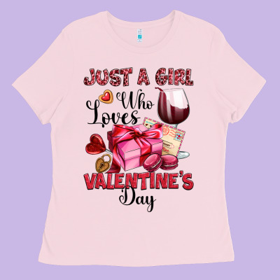 Just A Girl Who Loves Valentine's Day Ladies Tee Designed By Oliviacreatesart