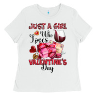White just a girl who loves valentine's day Ladies Tee - OliviaCreatesArt