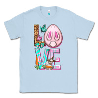 Dusty Blue Love Rabbit Easter Day Classic Tee - HowdyJamesFarm