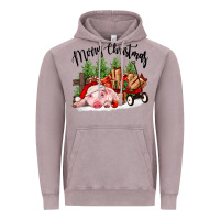 Vintage Zinc merry christmas pig Vintage Hoodie - FaDigitalArtStudio