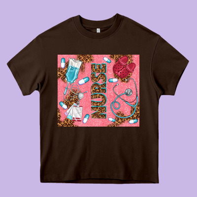 Pink Glitter Nurse Heavy Core Tee Designed By Tumblerdesignbyshophia