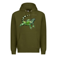 Army Green İguana Premium Hoodie - LillyAllenDesigns