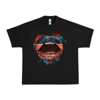 Black American flag lips 4th of july Urban Heavy Tee - FaDigitalArtStudio