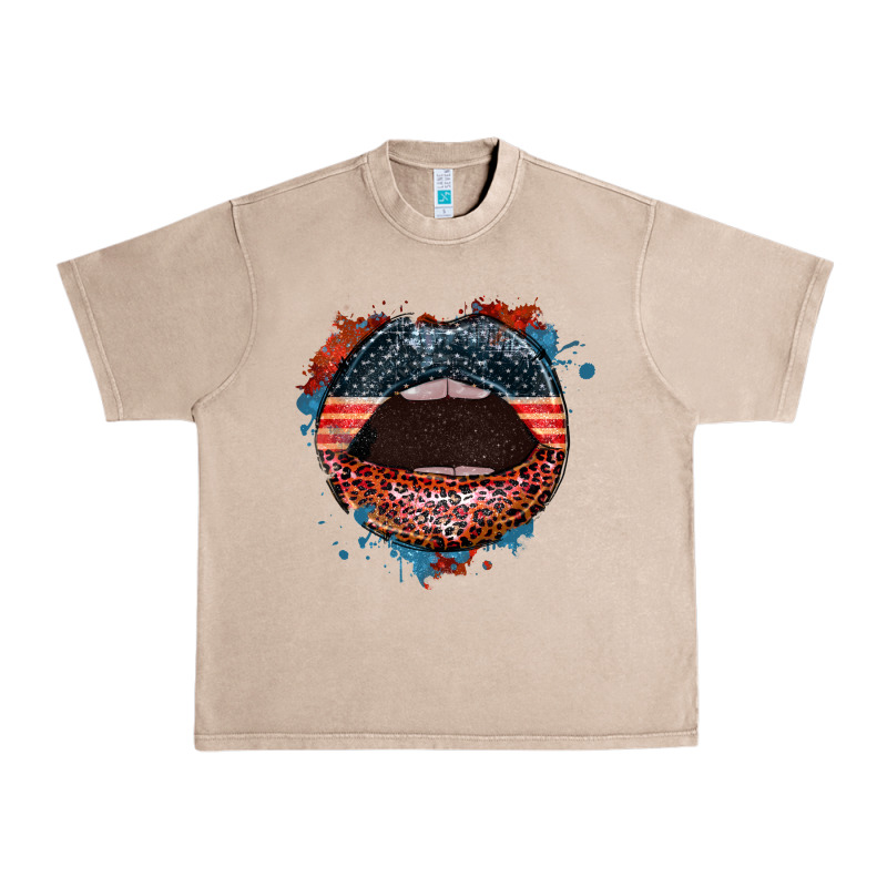 American Flag Lips 4th Of July Urban Heavy Tee by FaDigitalArtStudio | Teevron