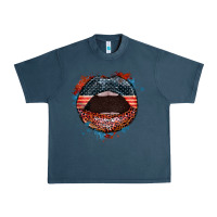 Midnight Navy American flag lips 4th of july Urban Heavy Tee - FaDigitalArtStudio
