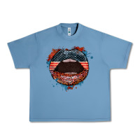 Pebble Blue American flag lips 4th of july Urban Heavy Tee - FaDigitalArtStudio
