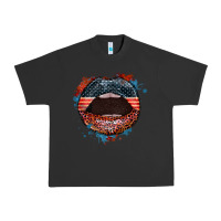 Pigment Black American flag lips 4th of july Urban Heavy Tee - FaDigitalArtStudio
