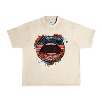 Sandshell American flag lips 4th of july Urban Heavy Tee - FaDigitalArtStudio