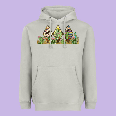 Cactus Cowhide Serape Heavyweight Hoodie Designed By Jahusdesignshop