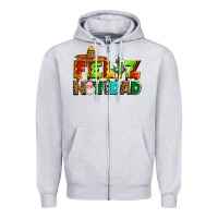 Heather Grey feliz navidad sombrero Zipper Hoodie - AdoDesignShop