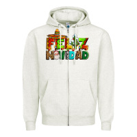 Oatmeal Heather feliz navidad sombrero Zipper Hoodie - AdoDesignShop