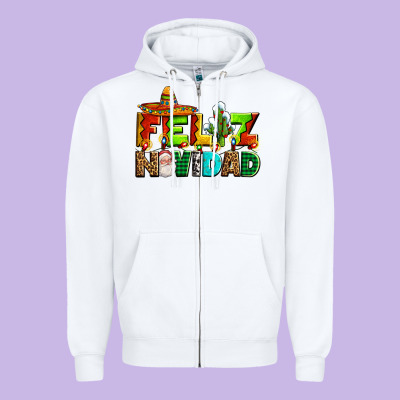 Feliz Navidad Sombrero Zipper Hoodie Designed By Adodesignshop