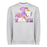 Heather Grey my first tooth with teeth for girls Heavyweight Sweatshirt - AdoDesignShop