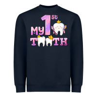 Navy my first tooth with teeth for girls Heavyweight Sweatshirt - AdoDesignShop