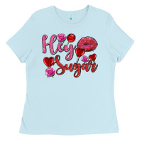 Baby Blue hey sugar with lips and candies olivia Ladies Tee - OliviaCreatesArt