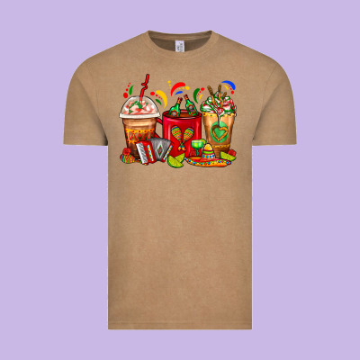 Mexico Coffee Cups Vintage Tee Designed By Fadigitalartstudio