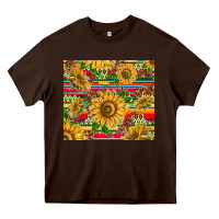 Chocolate Brown mexican sunflowers Heavy Core Tee - TumblerDesignByShophia
