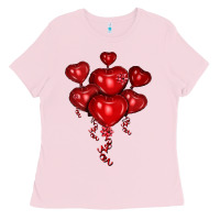 Bubblegum Pink heart balloons olivia Ladies Tee - OliviaCreatesArt