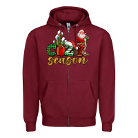 Burgundy cozy season with santa christmas tree cactus and gift Zipper Hoodie - AdoDesignShop