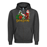 Charcoal Heather cozy season with santa christmas tree cactus and gift Zipper Hoodie - AdoDesignShop