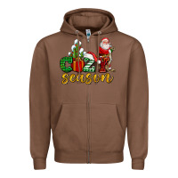Chestnut cozy season with santa christmas tree cactus and gift Zipper Hoodie - AdoDesignShop