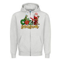 Dove Grey cozy season with santa christmas tree cactus and gift Zipper Hoodie - AdoDesignShop