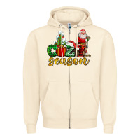 Sandshell cozy season with santa christmas tree cactus and gift Zipper Hoodie - AdoDesignShop