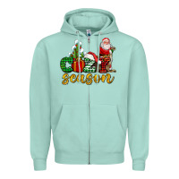 Seafoam cozy season with santa christmas tree cactus and gift Zipper Hoodie - AdoDesignShop