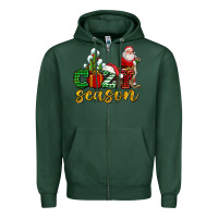 Sports Green cozy season with santa christmas tree cactus and gift Zipper Hoodie - AdoDesignShop