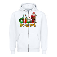 Cozy Season With Santa Christmas Tree Cactus And Gift Zipper Hoodie | Teevron