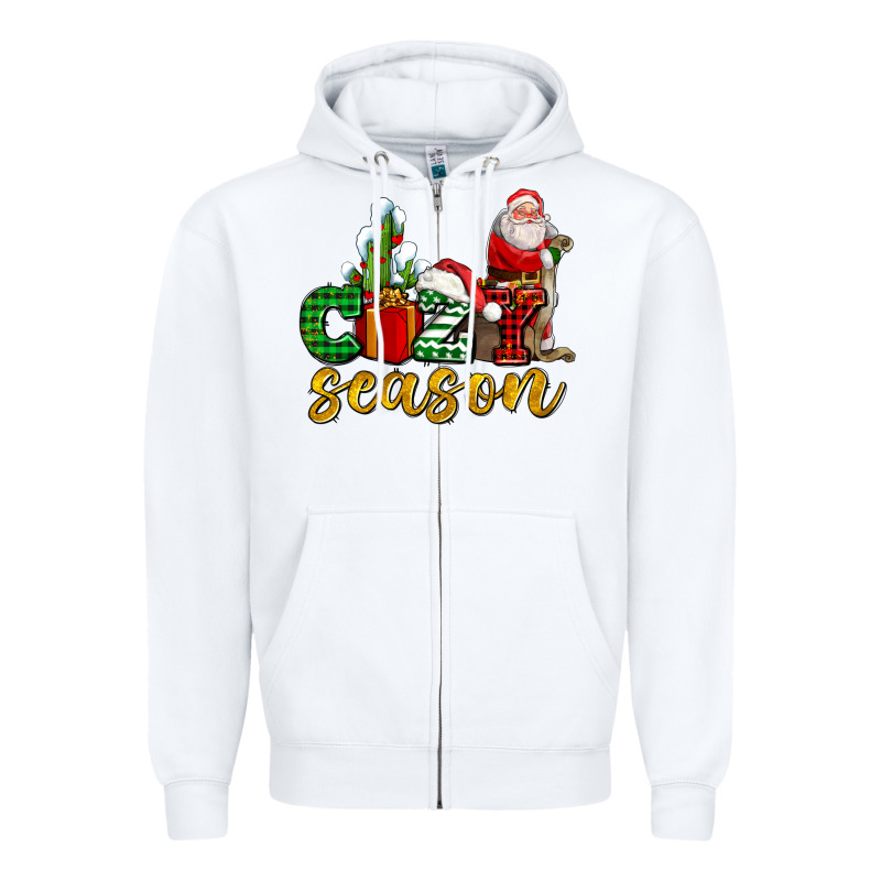 Cozy Season With Santa Christmas Tree Cactus And Gift Zipper Hoodie by AdoDesignShop | Teevron