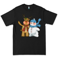 Black christmas reindeer snowman Premium Tee - CowGirlArtShop