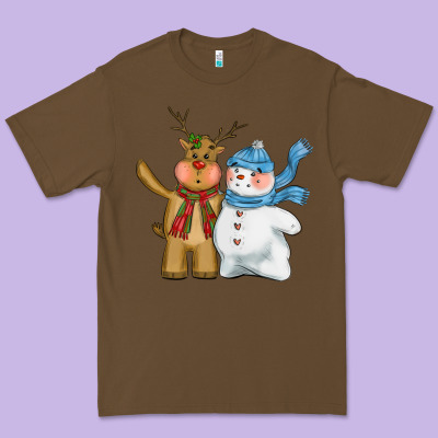 Christmas Reindeer Snowman Premium Tee Designed By Cowgirlartshop