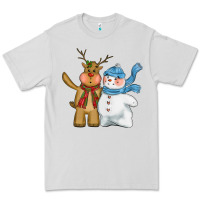 Dove Grey christmas reindeer snowman Premium Tee - CowGirlArtShop