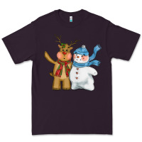 Plum christmas reindeer snowman Premium Tee - CowGirlArtShop