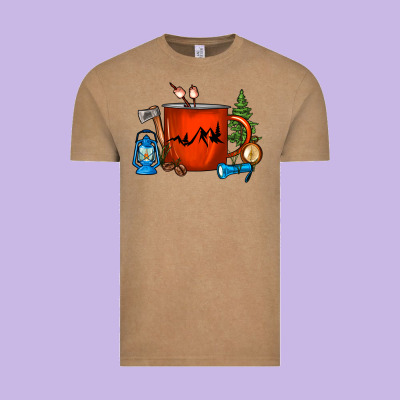 Camper Coffee Cup Vintage Tee Designed By Fadigitalartstudio
