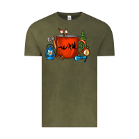 Vintage Olive Camper Coffee Cup Vintage Tee - FaDigitalArtStudio