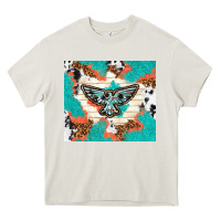 Cream freebird with leopard and cowhide pattern Heavy Core Tee - TumblerDesignByShophia