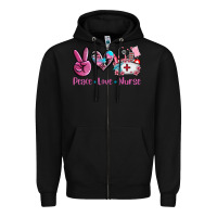 Black peace love nurse Zipper Hoodie - AdoDesignShop