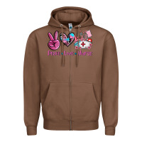 Chestnut peace love nurse Zipper Hoodie - AdoDesignShop