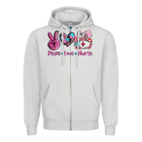 Dove Grey peace love nurse Zipper Hoodie - AdoDesignShop