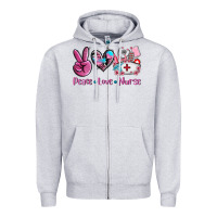 Heather Grey peace love nurse Zipper Hoodie - AdoDesignShop