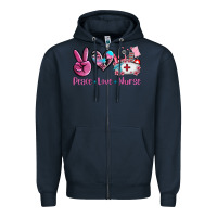 Navy peace love nurse Zipper Hoodie - AdoDesignShop