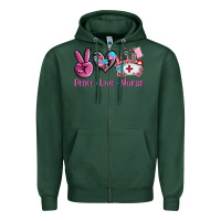 Sports Green peace love nurse Zipper Hoodie - AdoDesignShop