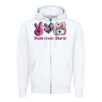 White peace love nurse Zipper Hoodie - AdoDesignShop