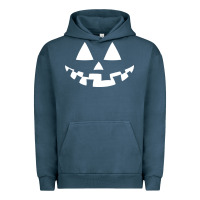Pigment Midnight Navy halloween jack o lantern (white) Urban Hoodie - artisFamous