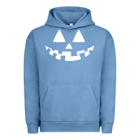 Pigment Pebble Blue halloween jack o lantern (white) Urban Hoodie - artisFamous