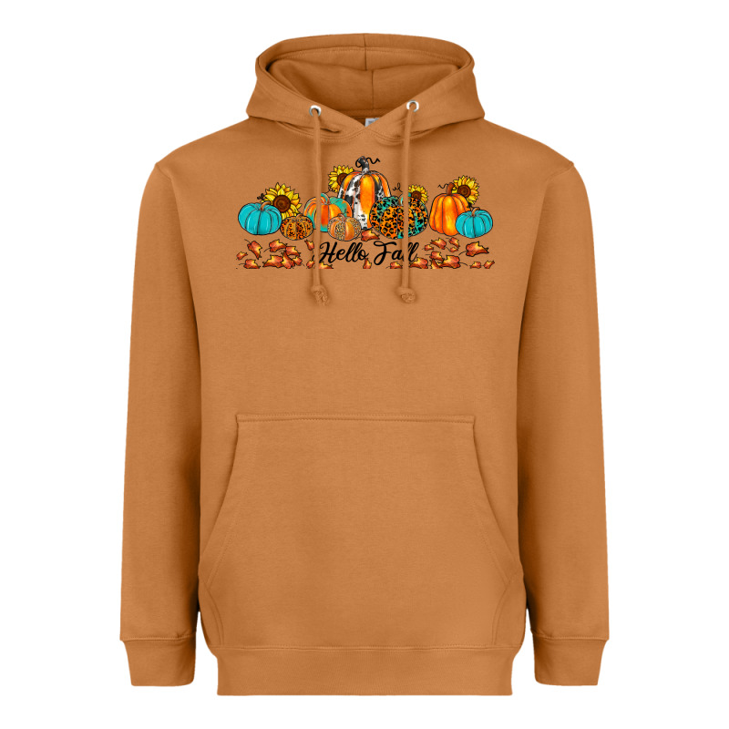 Hello Fall Pumpkin Sunflower Heavyweight Hoodie by JahusDesignShop | Teevron